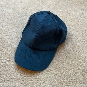 Free People Dark Navy Suede-Like Baseball Cap